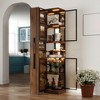 70" Tall Display Cabinet with Glass Door, 5 Tier Wood Freestanding Curio Cabinet, Versatile Kitchen Pantry Cabinet, Display Bookshelf for Home Office - 2 of 4