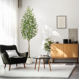 5-7FT Artificial Olive Trees - Realistic Faux Silk Plants with Moss & White Bamboo Pots for Indoor/Outdoor Home & Office Decor - 1 of 4