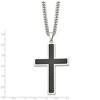 Chisel Stainless Steel Polished with Black Carbon Fiber Inlay Cross Pendant on a 24" Curb Chain Necklace - 4 of 4