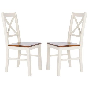 Akash Dining Chair (Set of 2) - White/Natural - Safavieh - 1 of 4