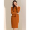 Allegra K Women's Round Neck Bracelet Sleeve Peplum High Waist Work Office Pencil Dress - 2 of 4