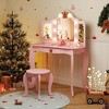 Costway Kids Vanity Set Princess Vanity Table & Chair Set with Lighted Mirror White/Pink/Purple - 4 of 4