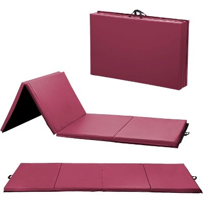 FDW Yoga Arts Mat Gymnastics Mat Wrestling Mat Tumbling Mat Gym Mat Folding Gymnastic Mat Thick PU Leather Exercise Mat for Tumbling Stretching