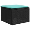 vidaXL 2 Piece Black Patio Sofa Set/Outdoor Lounge - Durable Poly Rattan/Acacia with Storage and Blue Cushions for Garden/Terrace - 4 of 4