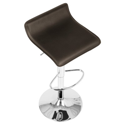 Contemporary Adjustable Swivel Barstool in Brown Leatherette
