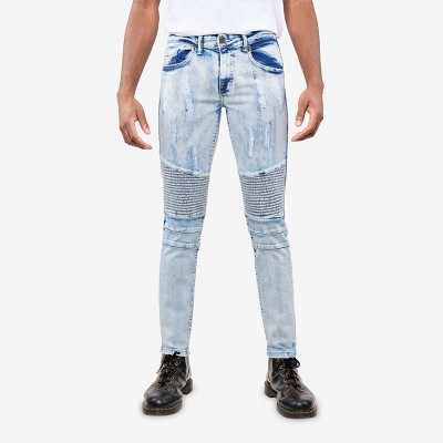 X RAY Men's Stretch Tapered Moto Denim Jeans
