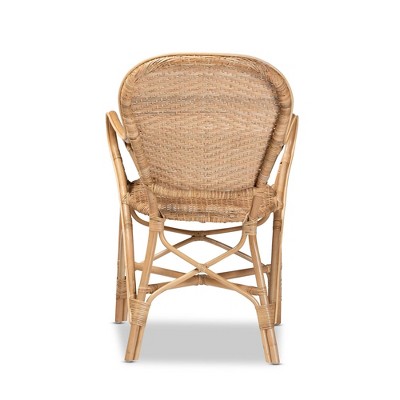 Low Brown Rattan and Cane Arm Chair