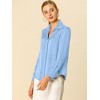 INSPIRE CHIC Women's Elegant V Neck Long Sleeve Office Work Satin Shirt - 4 of 4