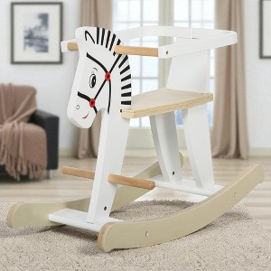 Mshliw Wooden Rocking Horse for Toddlers, Classic Ride-On Toy with Safety Bar, Solid Wood Structure for Kids Aged 1–3 Years, Halloween gift - 1 of 4