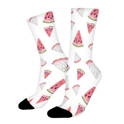 Watermelon Women Printed Crew Socks Funny Funky Socks Soft Polyester Novelty Gifts for Artists Men