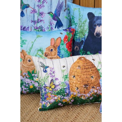 Hummingbird Paradise Blue and Purple Polyester Throw Pillow