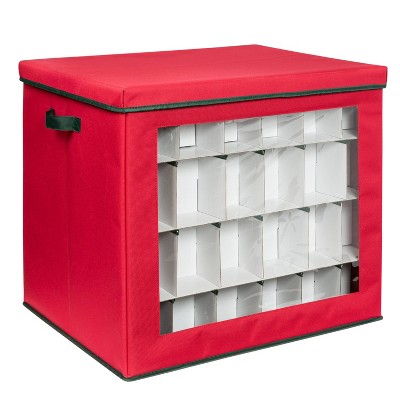 Honey-Can-Do Holiday Ornament Storage Large Red Cube