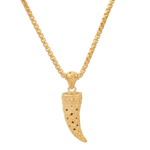 Steeltime 24" 14k gold plated sterling silver horn pendant - 1 of 3
