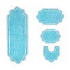 Allure Collection Bathroom Rug, Soft and Absorbent Bath Rugs, Non-Slip Bath Carpet, Machine Washable, Quick-Dry Rug- 4 Pcs Set with Contour, Turquoise - 2 of 4