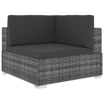 Corner Seat Grey PE rattan and powder-coated steel frame Modular vidaXL