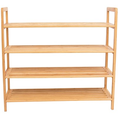 BirdRock Home 4-Tier Bamboo Shoe Rack with Natural Wood Finish
