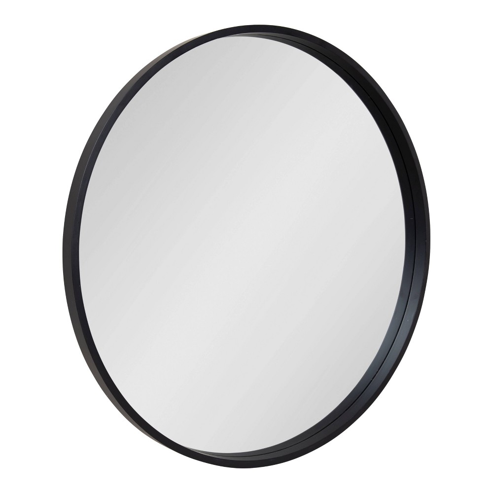 Photos - Wall Mirror 32" x 32" Travis Round Wood Accent  Black - Kate and Laurel All