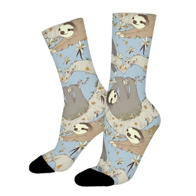 Ssslothss Women Printed Crew Socks Funny Funky Socks Soft Polyester Novelty Gifts for Artists Men