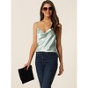 cheibear Women's Satin Cowl Neck Cami Top with Long Pant PJ Loungewear Silky Pajama Set - 3 of 4
