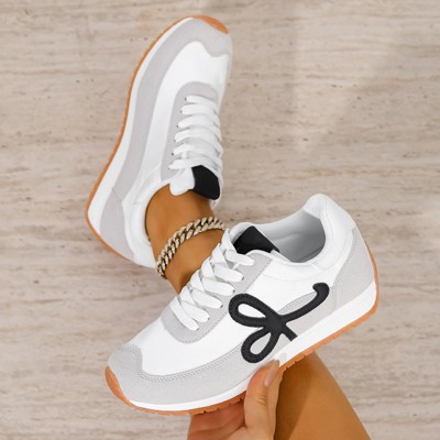 Женские кроссовки BERNESS Women's Siomne Retro Contrast Lace-Up Sneakers White 6 — фото 3