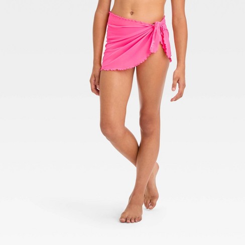 Girls' Solid Cover Up Bottom - art class™ Pink XL