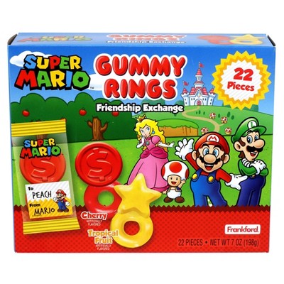 Super Mario Valentine's Gummy Ring Friendship Exchange - 22ct/7oz