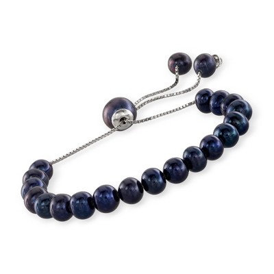Ross-Simons 6-9mm Black Cultured Pearl Bolo Bracelet in Sterling Silver Size