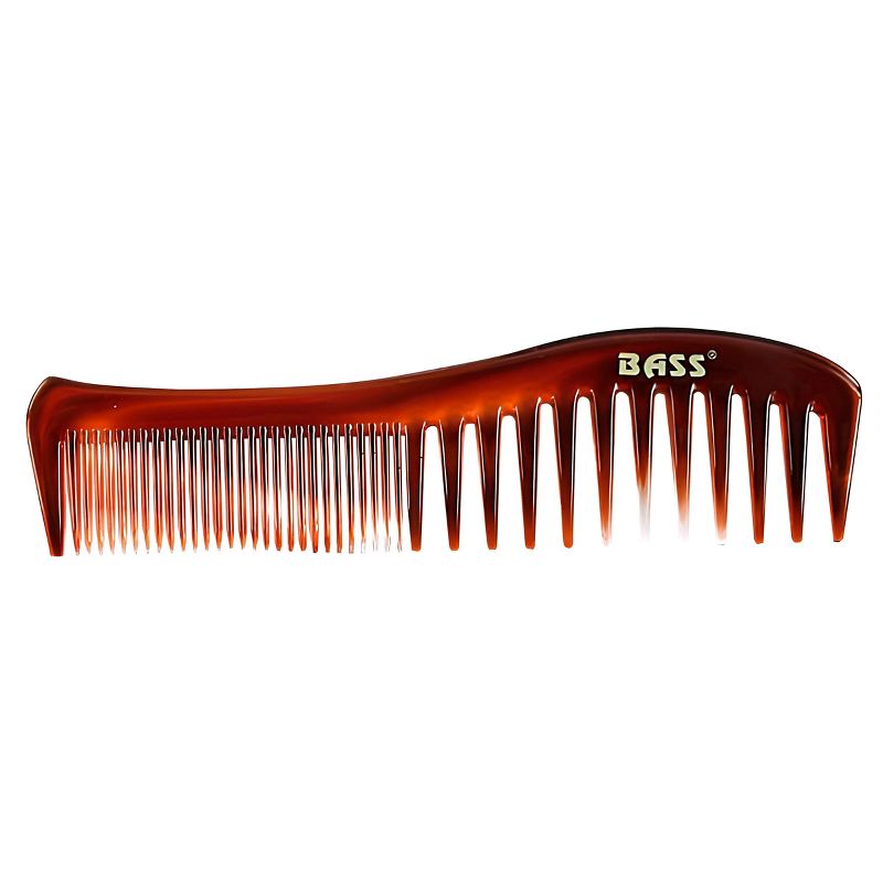 Bass Brushes Tortoise Shell Finish Grooming Comb Premium Acrylic Large Wide and Fine Tooth Style Large Wide and Fine Tooth Style, 1 of 3