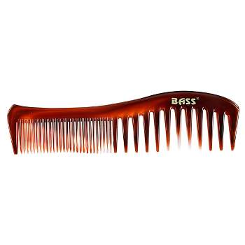 Bass Brushes Tortoise Shell Finish Grooming Comb Premium Acrylic Large Wide and Fine Tooth Style Large Wide and Fine Tooth Style