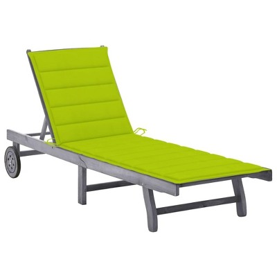 vidaXL Patio Sun Lounger with Cushion Gray Solid Acacia Wood
