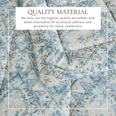 King Reversible Blue Floral Down Alternative Comforter Set