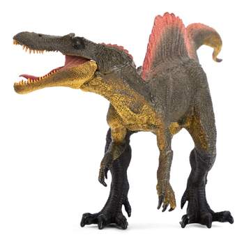 Juvale Green Spinosaurus Dinosaur Toy with Movable Jaw, Plastic Dino Figurine for Boys, Birthday Gifts for Kids, 11.5x6x3.5 in