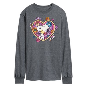Men's - Peanuts - Hug Heart Flower Long Sleeve Graphic T-Shirt - 1 of 4