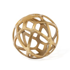 HomeRoots 7" Gold Aluminum Geo Orb Tabletop Sculpture - 1 of 4