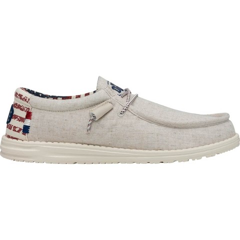 HEYDUDE Men Wally Patriotic, 4th of July Patriotic Shoes , Off White Patriotic, 5