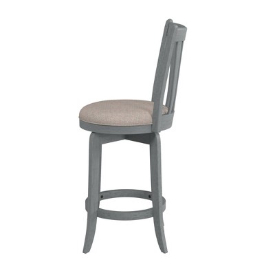37" Blue Wire Brush Swivel Wood Counter Stool