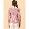 Allegra K Women's Polka Dots Contrast Peter Pan Collar 3/4 Sleeves Blouse - 4 of 4
