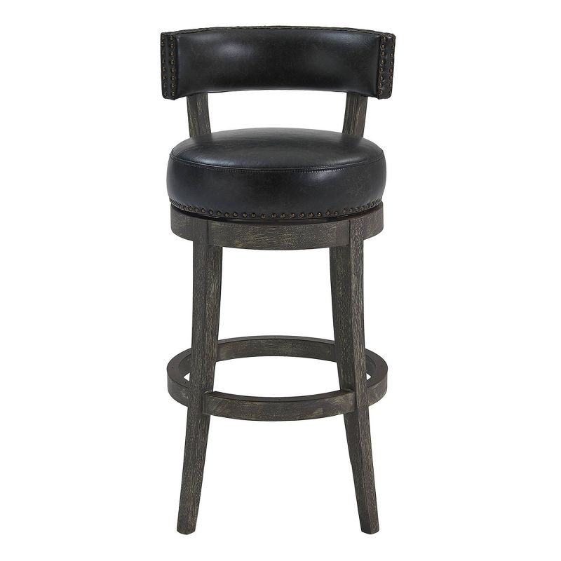 26&#34; Corbin Faux Leather Wood Swivel Counter Height Barstool Gray Onyx - Armen Living, 3 of 10