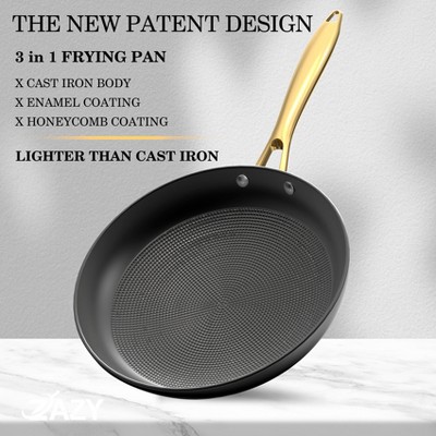Non Stick Frying Pans – 10 Inch Honeycomb Skillet with Stay-Gold Stainless Steel Handle, Scratch-resistant and anti-frictional , Induction Compatible.