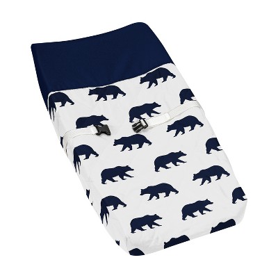 Image of Sweet Jojo Designs Boy Changing Pad Cover Big Bear Navy Blue and White