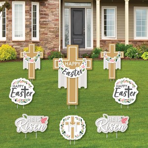 Big Dot of Happiness Religious Easter - Yard Sign and Outdoor Lawn Decorations - Christian Holiday Party Yard Signs - Set of 8 - 1 of 4