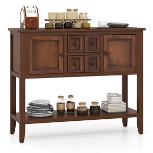 Costway Buffet Sideboard Cabinet Entryway Console Table with 2 Doors and 2 Drawers Blue/Brown/Gray/White - 1 of 4