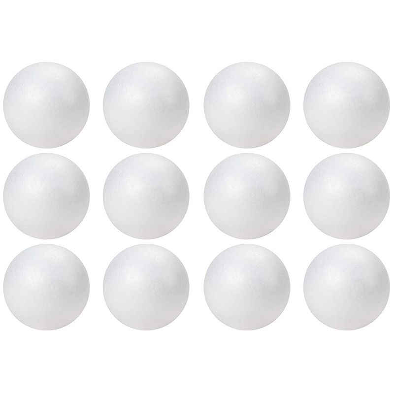Juvale 4 Inch Foam Balls for Crafts - 12 Pack Round White Polystyrene Spheres for DIY Projects, School Modeling, 5 of 8