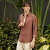 Campus Sutra Men Men's Mocha Brown Breezy Wrinked Shirt - 3 of 4