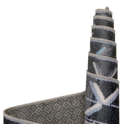 Blue Gray Rectangular Stain-Resistant Chenille Rug