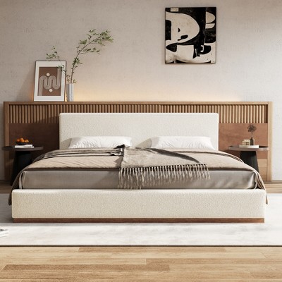 Christopher Knight Home Phyllis Modern Minimalist Boucle Upholstered Wood Platform Bed