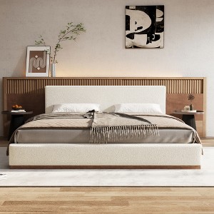 Christopher Knight Home Phyllis Modern Minimalist Boucle Upholstered Wood Platform Bed - 1 of 4