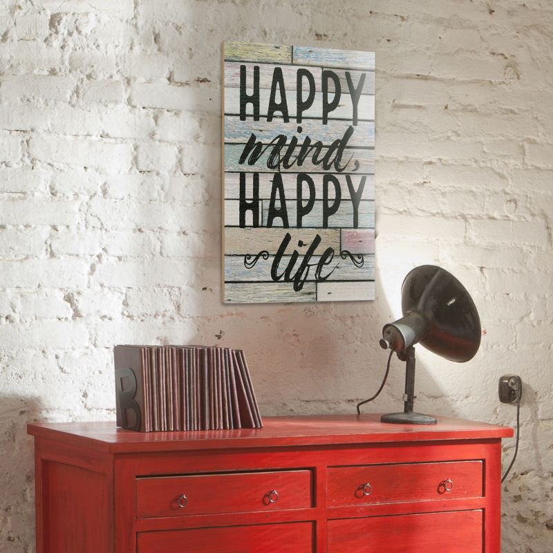 10.039&#34; x 15.039&#34; Happy Mind Happy Life Wooden Wall Art White/Light Blue - Stonebriar Collection, 5 of 7