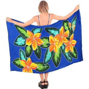 LA LEELA Women's Summer Bikini Wraps Sarong Cover up Wrap Skirt Bathing suit Swimwear Swimsuit Beach Coverup for Women One Size Blue, Floral - 1 of 4