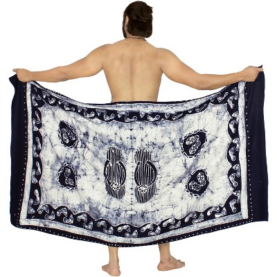 LA LEELA Men's Beachwear Vacation Wraps Pareo Standard Surfing Dashiki Summer Holiday Sarong Full Beach Wrap One Size Multi Tie Dye Design